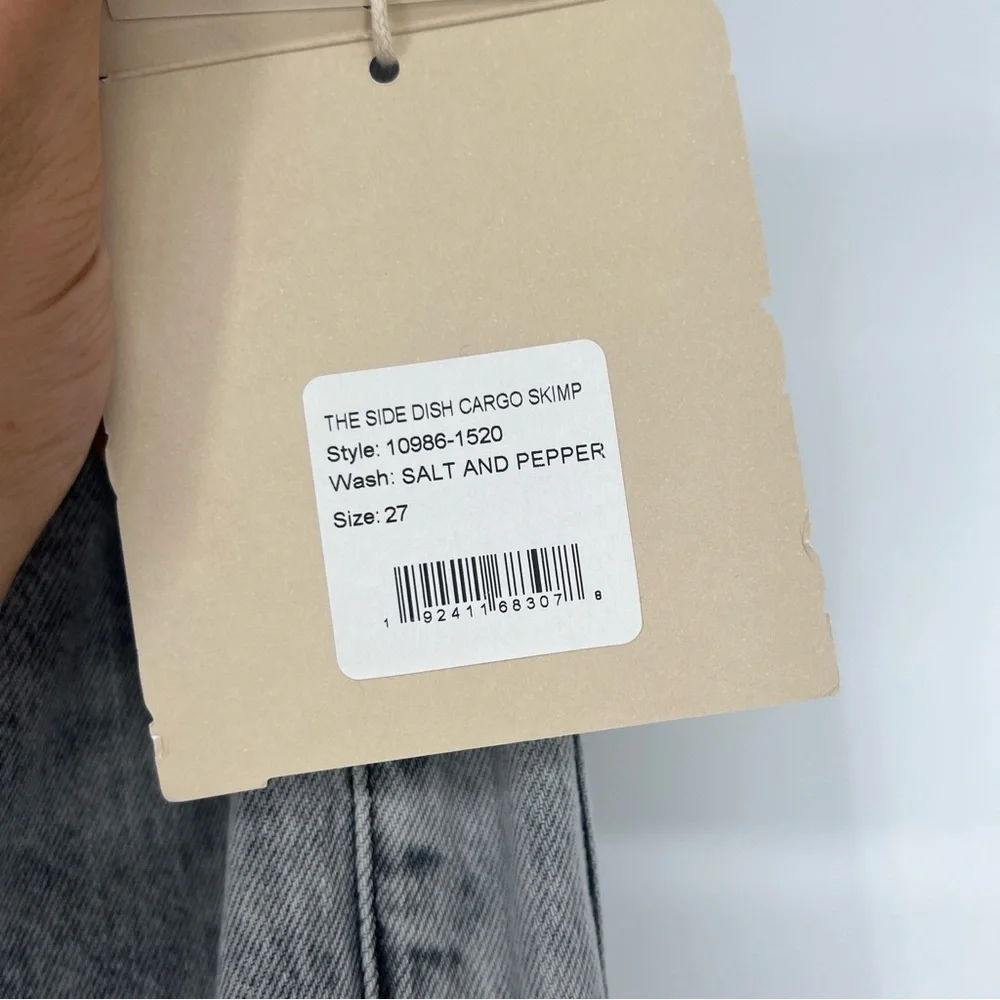 Snacks by Mother The Side Dish Cargo Skimp Gray Jeans in Salt and Pepper 27 NWT - Picture 5 of 11